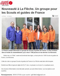 Ouest-France - 2015-10-14 - un groupe Scouts et Guides de France à La Flèche